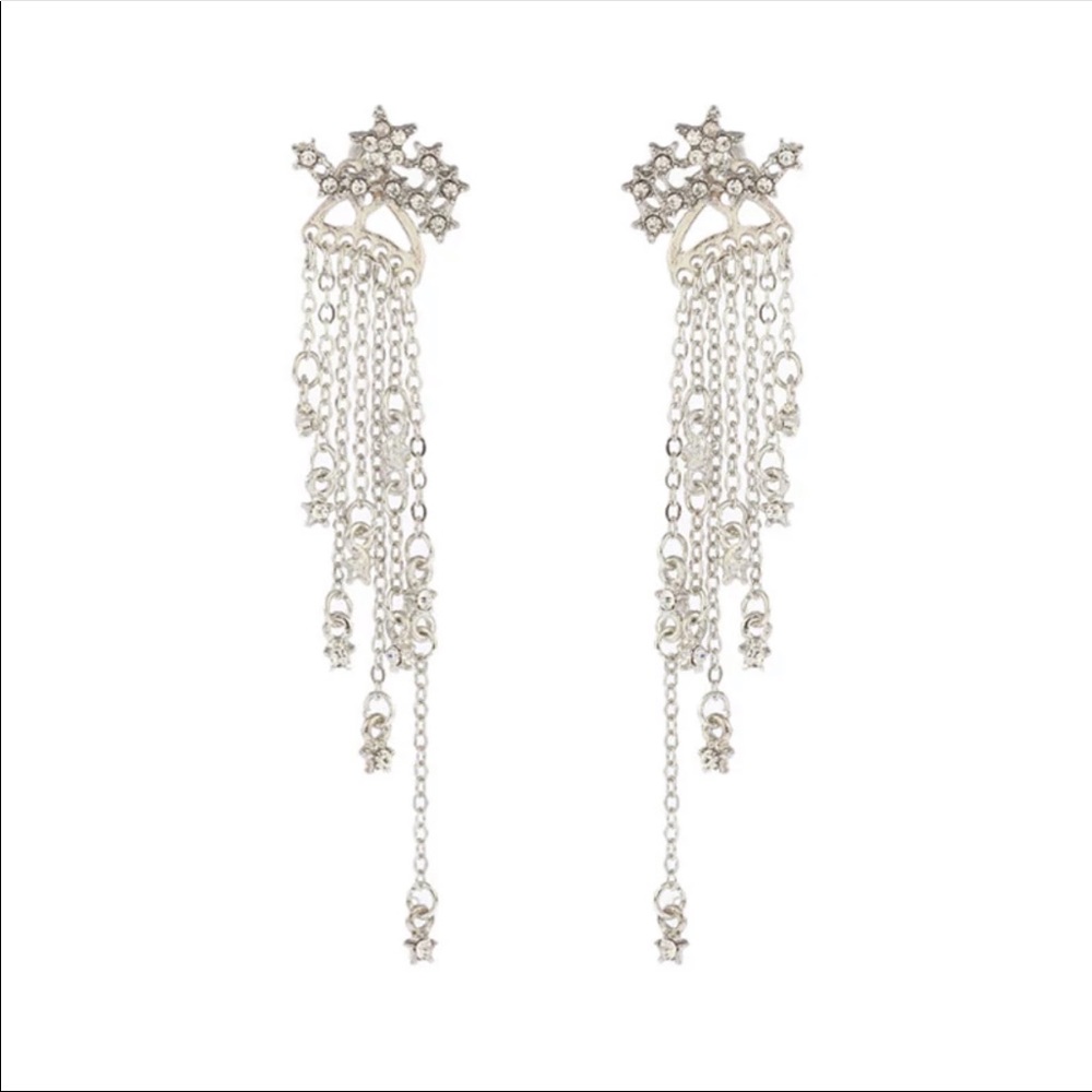 • Taya • Star Pendant Fringe Earrings - Picture 4 of 5
